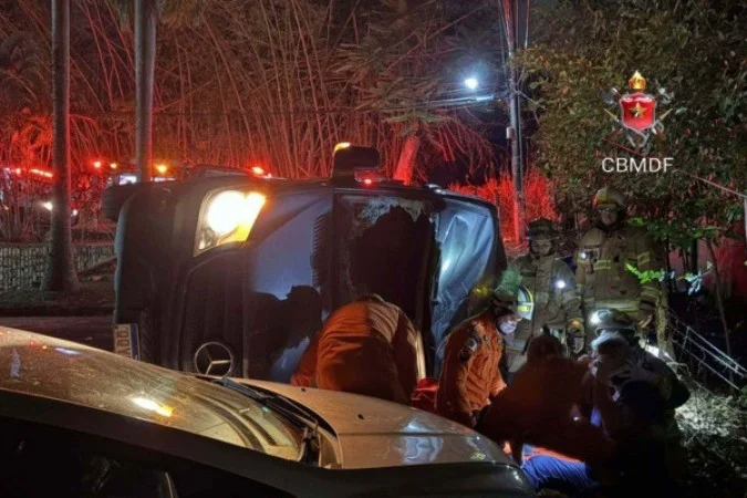 Van com 18 atletas da equipe de ginástica de SP capota em Brasília