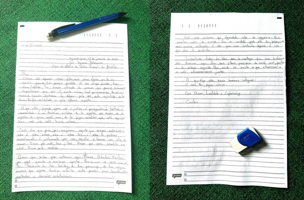 Carlos Bolsonaro escreve carta para o pai na prisão